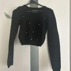 rady レディー　ビジュー付き黒ニットセーター　ラインストーン　ショート丈