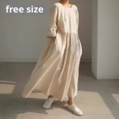 長袖　前後2way　マキシワンピース　体型カバー　大人可愛い　韓国