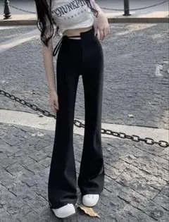 ブラック フレアパンツ ハイウエスト