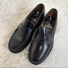 【美品】REGAL リーガル　コインローファー　黒　革靴　23cm