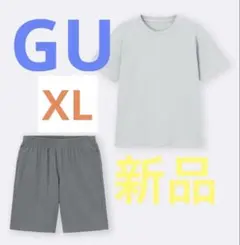 コットンカラーラウンジセット XL ライトグレー　新品　GU ジーユー　パジャマ