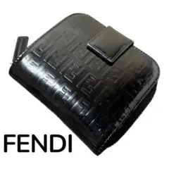 フェンディ　FENDI ズッカ柄 二つ折り財布 ブラック　ミニ財布　ジッピーのサムネイル