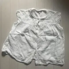 SHIPS ホワイト レース付きボタンシャツ 130