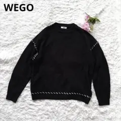 美品✨WEGO ウィゴー　ハンドステッチプルオーバー　黒【M】ニット　セーター