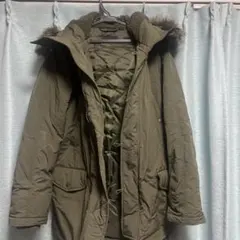 フード付きオリーブグリーンモッズコート