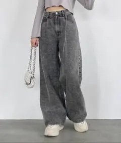 Heather ハイウエストデニムワイドパンツ Mサイズ