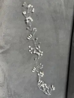 ウェディングヘッドドレス 花モチーフ パール装飾