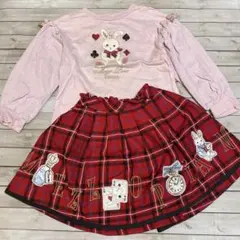 メゾピアノ アリス うさぎ チェック トップス スカート 110cm