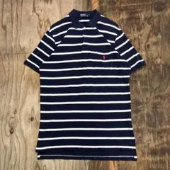 ポロ ラルフローレン ボーダー 半袖 ポロシャツ 90s ネイビー 古着
