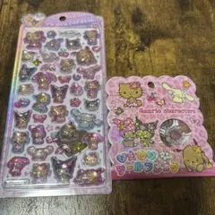 正規品　サンリオ 日焼け うるちゅる おはじき シール フレーク キティ　２点