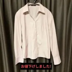 COMME CA ISM ストライプシャツ Lサイズ ピンク