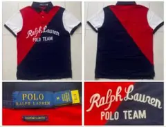 美品 polo team ラルフローレン チェーンステッチ 切替 ポロシャツ L