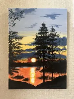 風景画美しい夕日