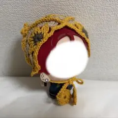 にじぱぺ ぬいぐるみ 麦わら帽子風 ひまわり ハンドメイド 帽子 編み物