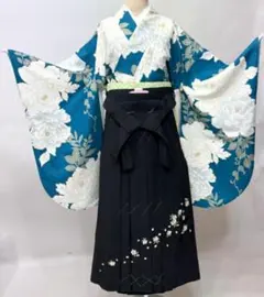卒業式 二尺袖着物 袴 セット 乱菊柄 黒 大学生 短大生 小学生 - メルカリ