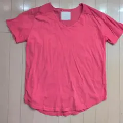 HEY GIRL Vネック 半袖Tシャツ ピンク
