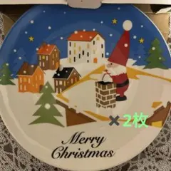 크리스마스 케이크 플레이트 산타 디자인 18cm ✖️ 2 매