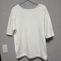レイヤード風 クルーネックTシャツ ホワイト グレー