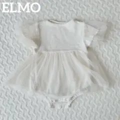 美品ELMO 韓国 ベビードレスチュール コットン　アイボリー サイズ70 80