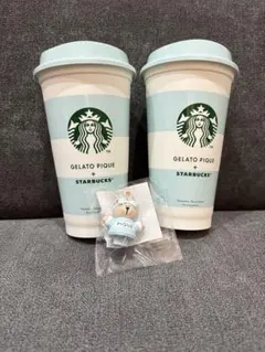 スタバ　ジェラートピケ ベアリスタキャップ リユーザブルカップ