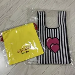 miney エコバッグ 巾着セット ストライプ ハート