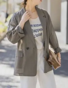 スピックアンドスパン　シアーオーガンジージャケット チェックジャケット