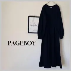 ページボーイ ロングワンピース / トレーナー ブラック 黒 シンプル