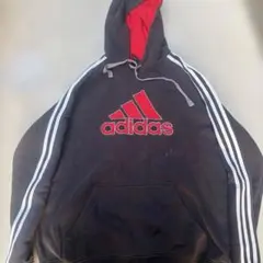 adidas フード付きパーカー Lサイズ グレー/レッド