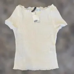 ◉H&M 新品タグ付き　オーバーロックディテールテクスチャードTシャツのサムネイル
