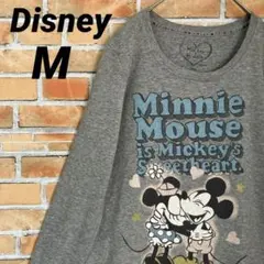 Disney ミッキー ミニー ビッグプリント デカロゴ ラメ スウェット M