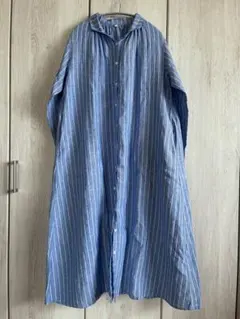 無印良品　リネン洗いざらし長袖シャツワンピース　婦人　Lサイズ