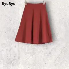 リュリュ　フレアスカート　ひざ丈　レッド　Sのサムネイル