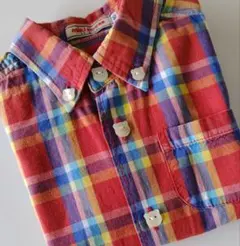 (美品)ミキハウス 半袖チェックシャツ 90cm