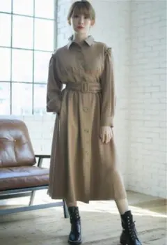 herlipto Two-Tone Belted Shirt Dress