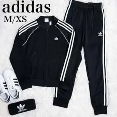 adidas ブラック ジャージ上下 セットアップ M/XS トラックジャケット