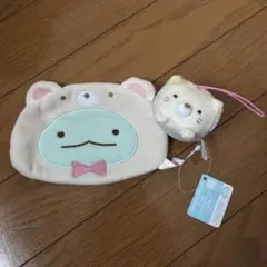 すみっコぐらし　グッズ　ねこ　とかげ　ふわふわフェイスポーチ　マスコット