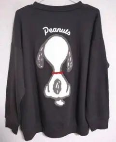 スヌーピー　トレーナー　レディースL　サガラ刺繍　裏起毛なし　C