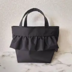 ゆい様専用⭐︎ナイロンオックス撥水加工　フリルミニバッグ　リボンチャーム付き