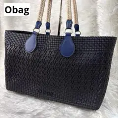 良品✨Obag オーバッグ トートバッグ 肩掛け A4 編み込み イントレ 黒
