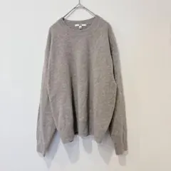 ユニクロ ニット セーター ウール100 クルーネック ベージュ XL ゆったり