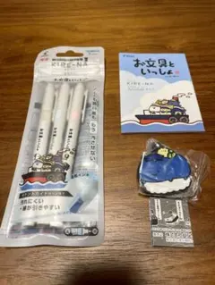 お文具といっしょ　蛍光ペン　ペールトーン3色セット＆カプセルラバーマスコット
