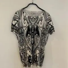 ETRO 半袖シルクニットシャツ 42 モノクロペイズリーのサムネイル
