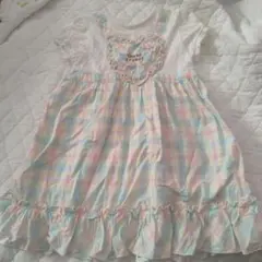 クーラクール エプロン風 チェック柄半袖ワンピース 100