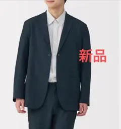 無印良品　新品　紳士　風を通す　ストレッチサッカージャケット　M ダークネイビー