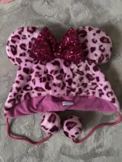 ミニー耳付きヒョウ柄ファンキャップ