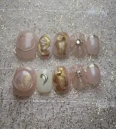 【現品】 ぷっくりフラワー ニュアンス淡色ネイル 韓国