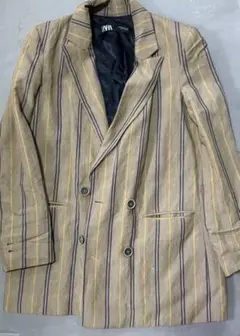 ZARA ベージュストライプ ダブルブレストジャケット