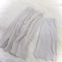 ユニクロ イネス プリーツスカート(S相当)インナー ペチスカート付き 麻 綿