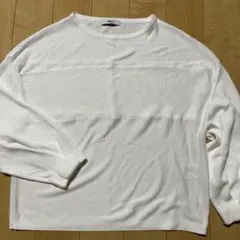COMME CA ホワイト 五分袖 カットソー