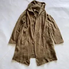 ニコアンド　フード付きボタンレスカーディガン　羽織　カーキ　サイズ3